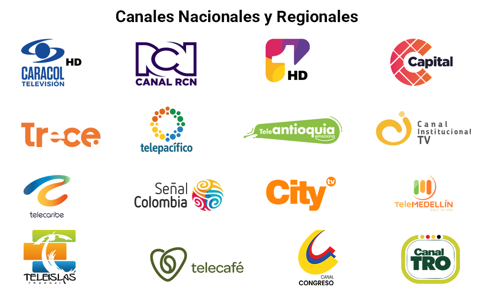 Internet inalámbrico - Parrilla de televisión, canales nacionales y regionales